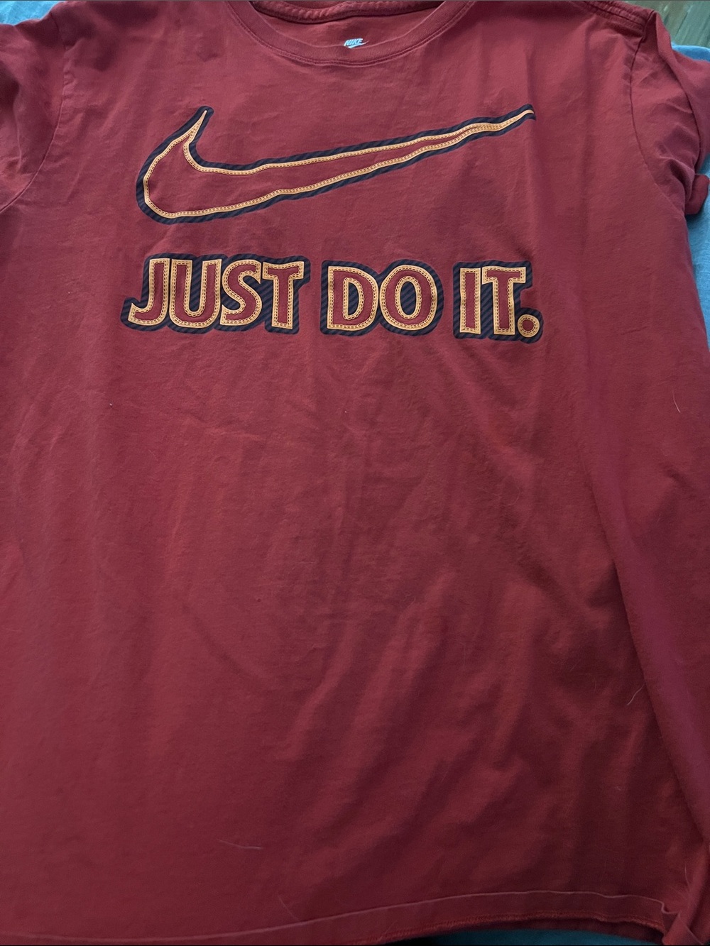 Nike red 'Just Do It.' Logo T-Shirt with Orange Accent